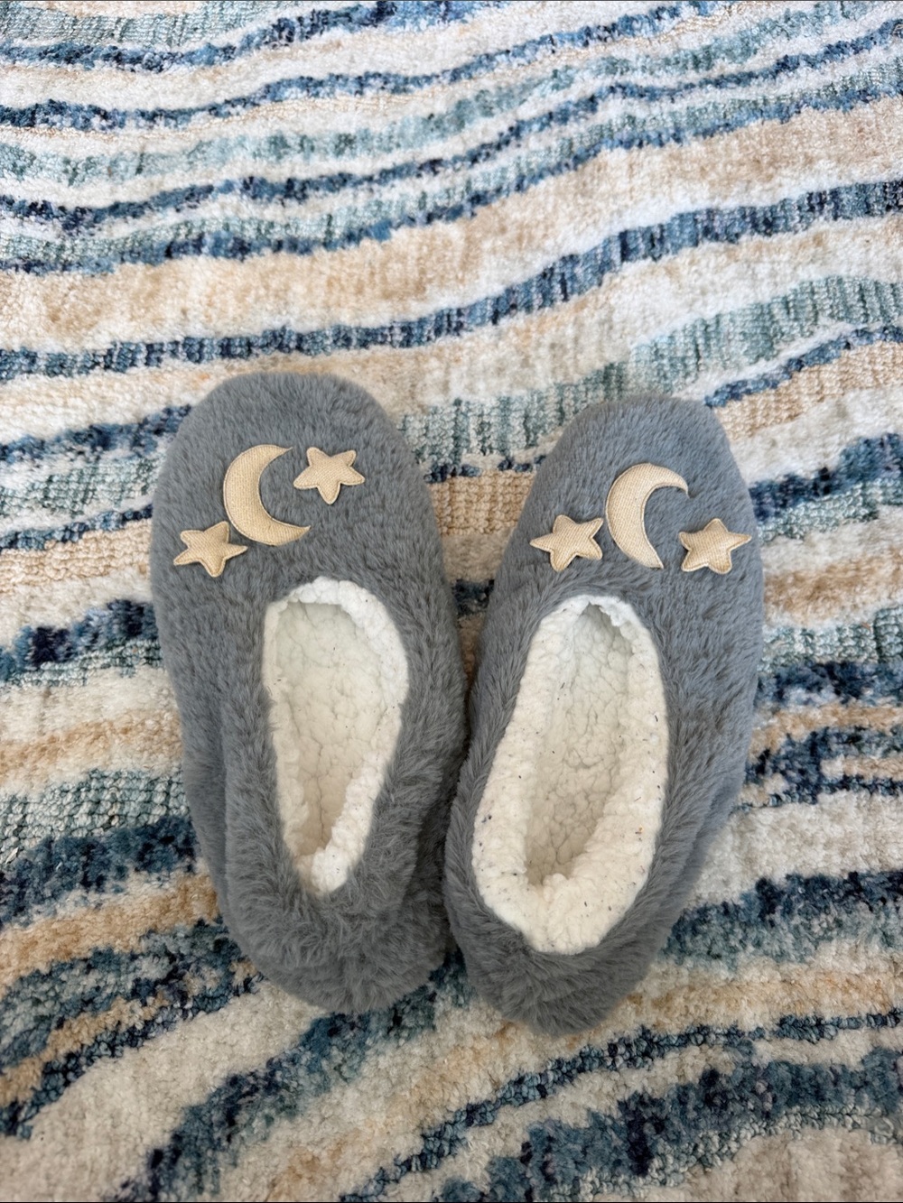 Cozy Grey Kids Slippers with Moon & Star Accents